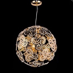 Lampadario moderno semplice con sfera di cristallo e luce pendente a globo
