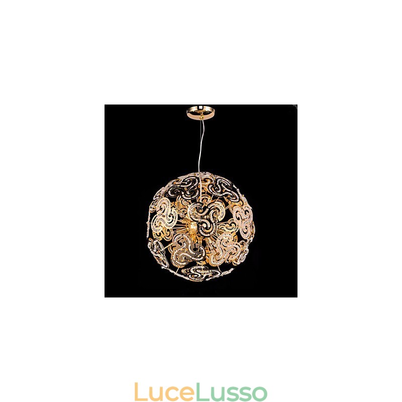Lampadario moderno semplice con sfera di cristallo e luce pendente a globo