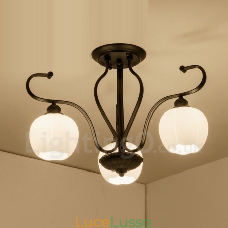 Lampadario integrato rustico a 3 luci Lampadario integrato rustico a 3 luci
