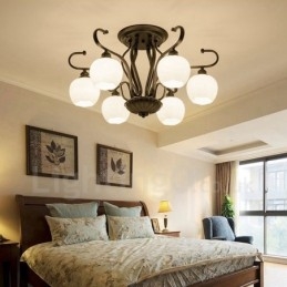 Lampadario integrato rustico a 6 luci