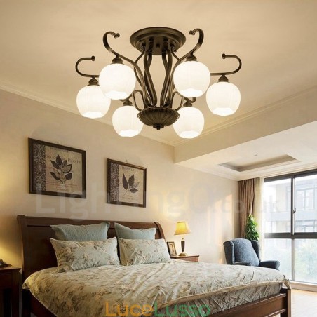 Lampadario integrato rustico a 6 luci Lampadario integrato rustico a 6 luci