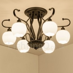 Lampadario integrato rustico a 6 luci