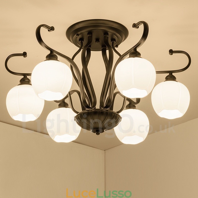 Lampadario integrato rustico a 6 luci