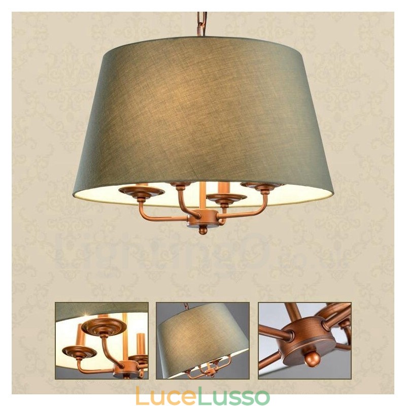 Lampadario in metallo integrato Rustic Lodge a 4 luci