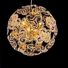 Lampadario moderno semplice con sfera di cristallo e luce pendente a globo