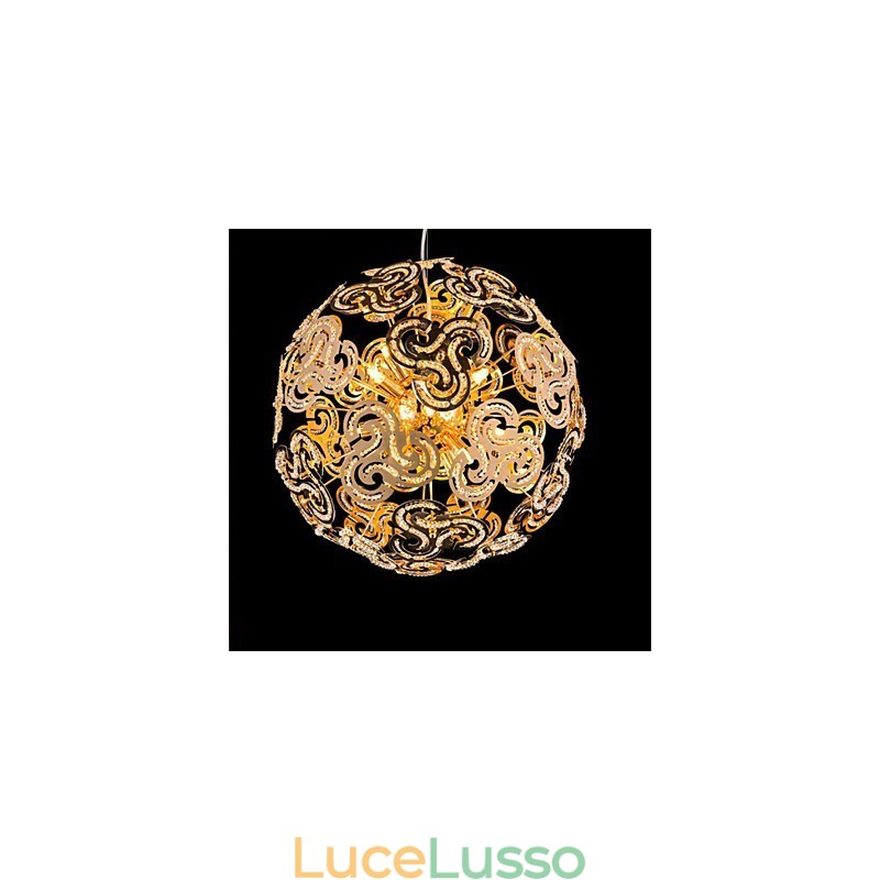 Lampadario moderno semplice con sfera di cristallo e luce pendente a globo