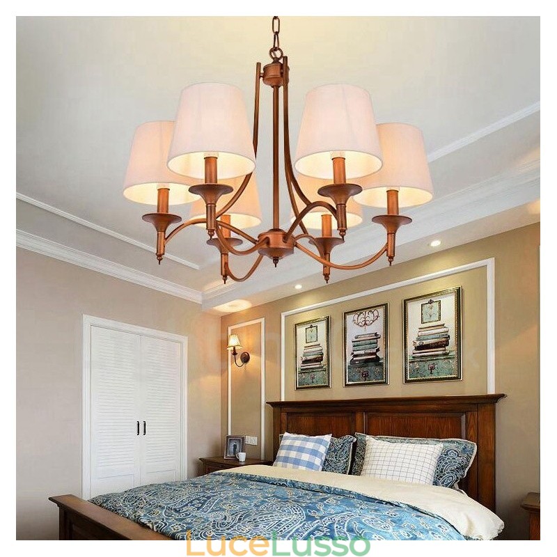 Lampadario in metallo integrato Rustic Lodge a 6 luci