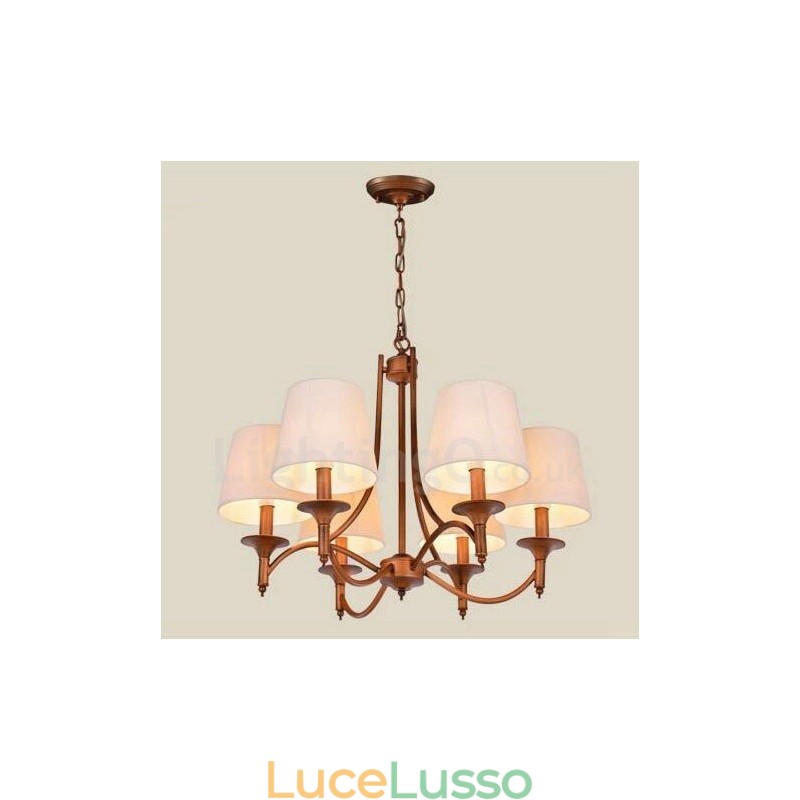 Lampadario in metallo integrato Rustic Lodge a 6 luci