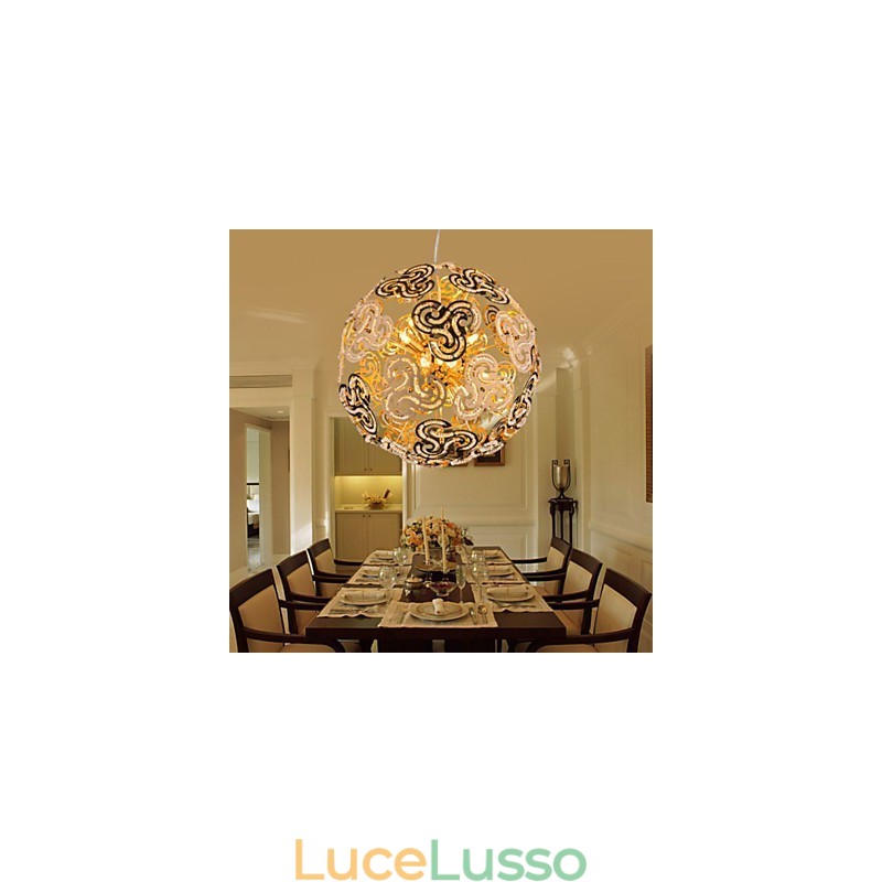 Lampadario moderno semplice con sfera di cristallo e luce pendente a globo