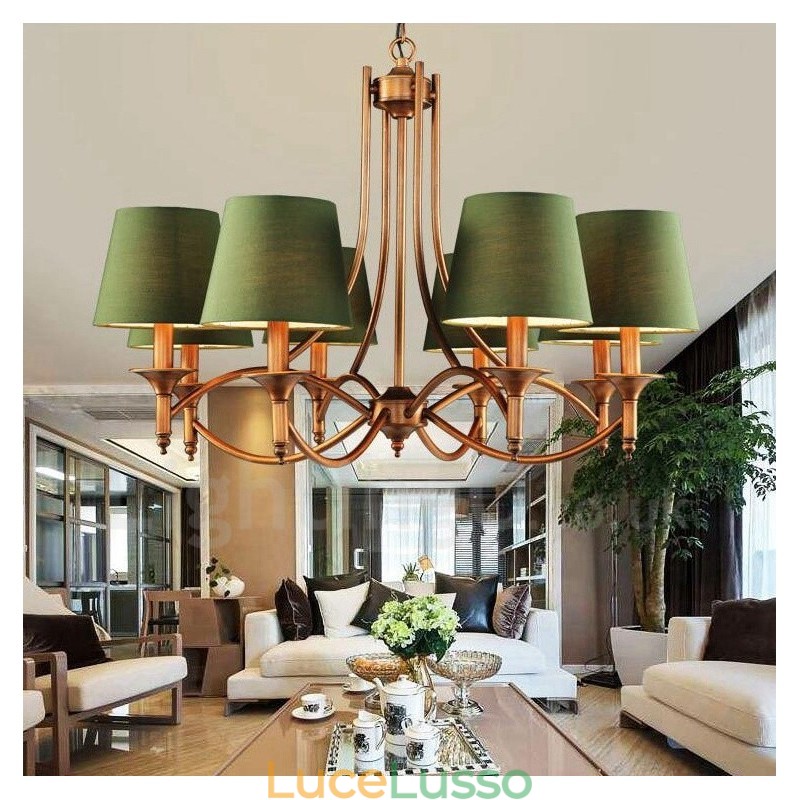 Lampadario in metallo integrato Rustic Lodge a 8 luci