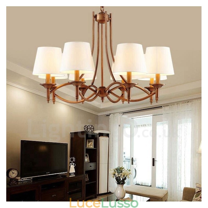 Lampadario in metallo integrato Rustic Lodge a 8 luci