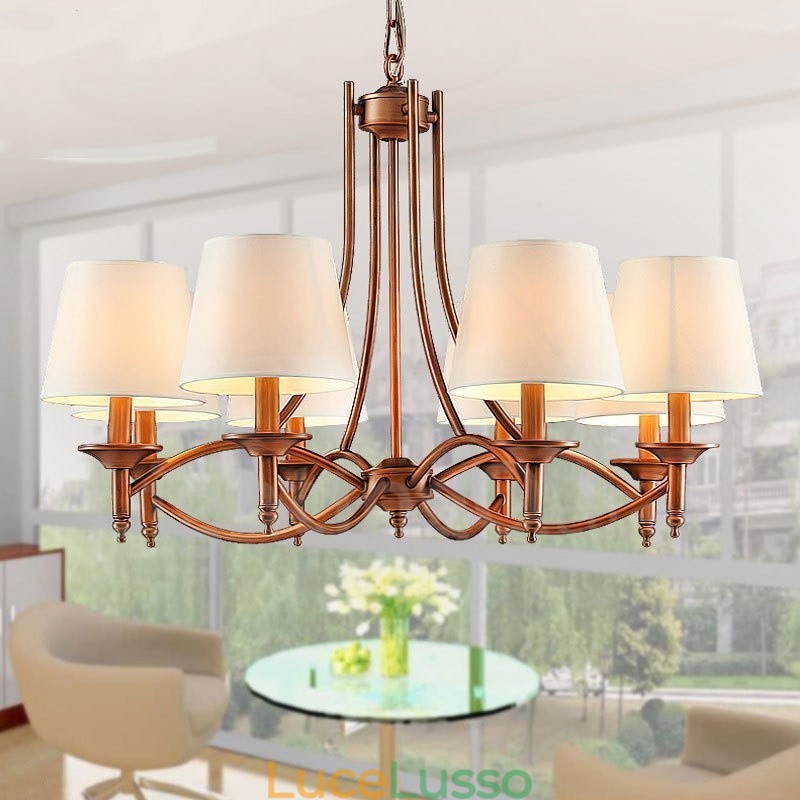 Lampadario in metallo integrato Rustic Lodge a 8 luci