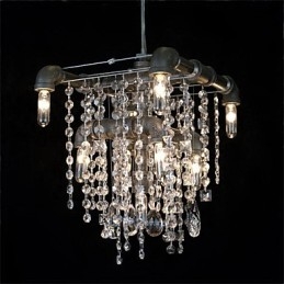 Lampadario in cristallo a 9 luci in stile nordamericano con design a tubi