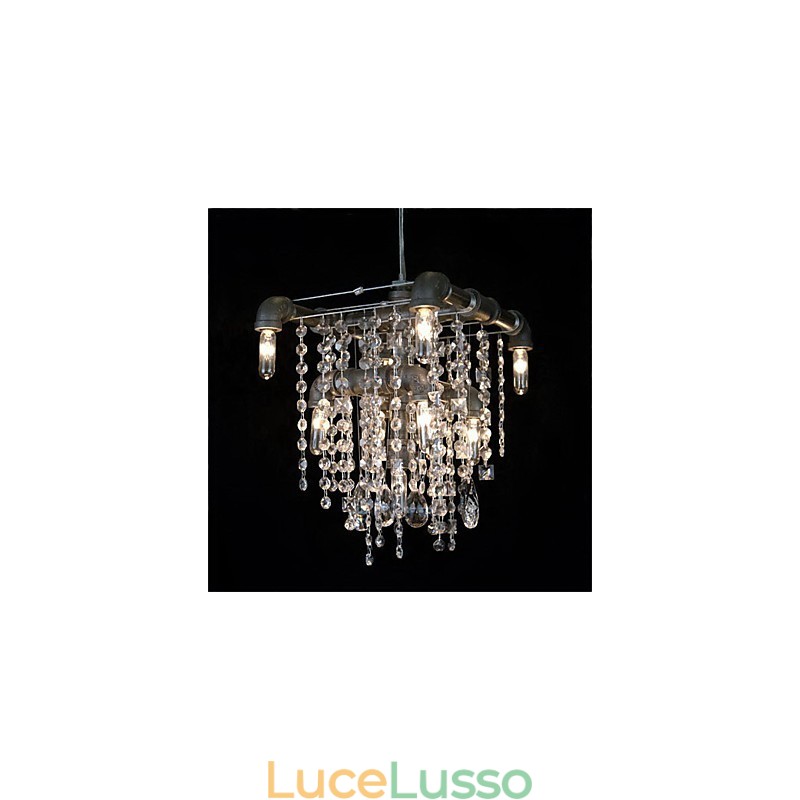 Lampadario in cristallo a 9 luci in stile nordamericano con design a tubi