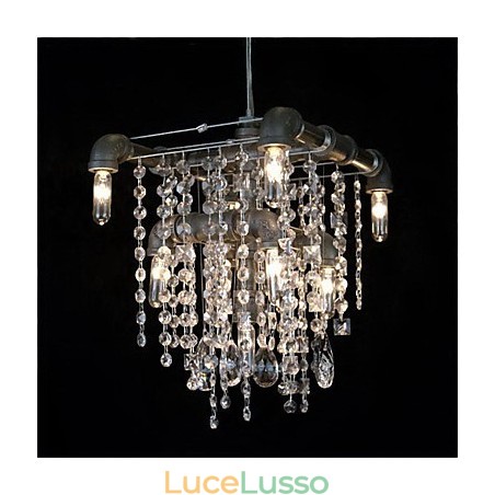 Lampadario in cristallo a 9 luci in stile nordamericano con design a tubi Lampadario in cristallo a 9 luci in stile nordamericano con design a tubi