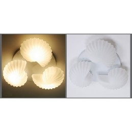 Lampadario tradizionale classico integrato a 3 luci con paralume in vetro
