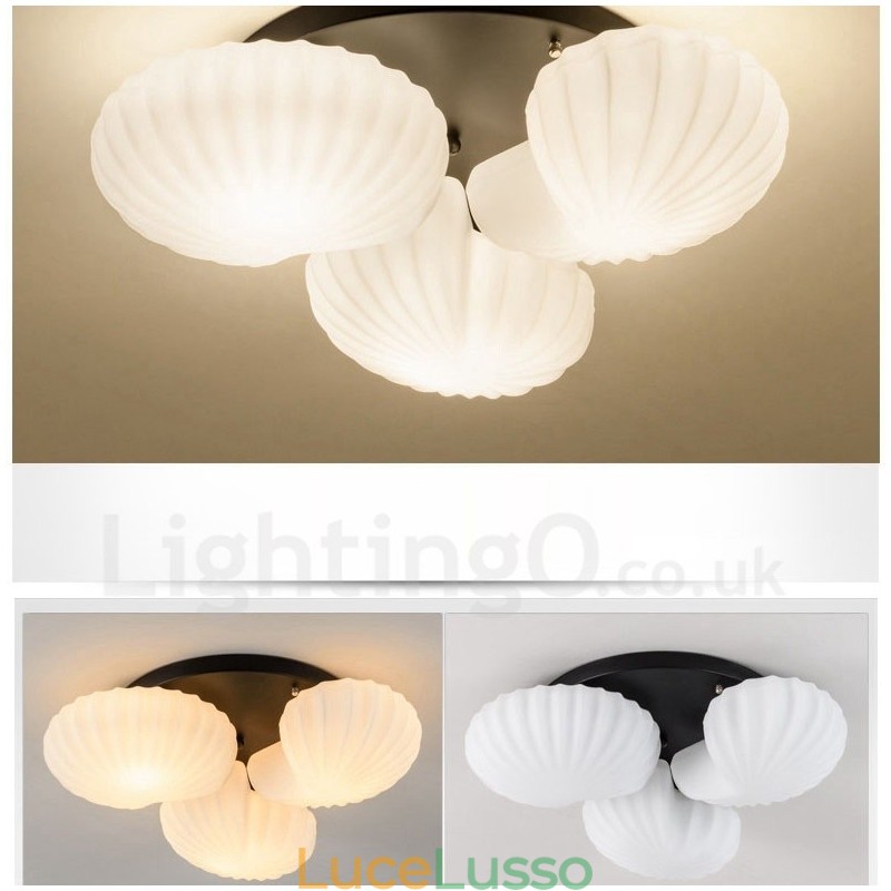 Lampadario tradizionale classico integrato a 3 luci con paralume in vetro