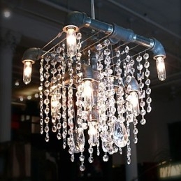 Lampadario in cristallo a 9 luci in stile nordamericano con design a tubi