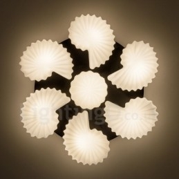 Lampadario tradizionale classico integrato a 7 luci con paralume in vetro