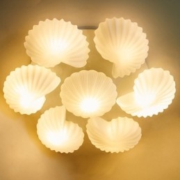 Lampadario tradizionale classico integrato a 7 luci con paralume in vetro