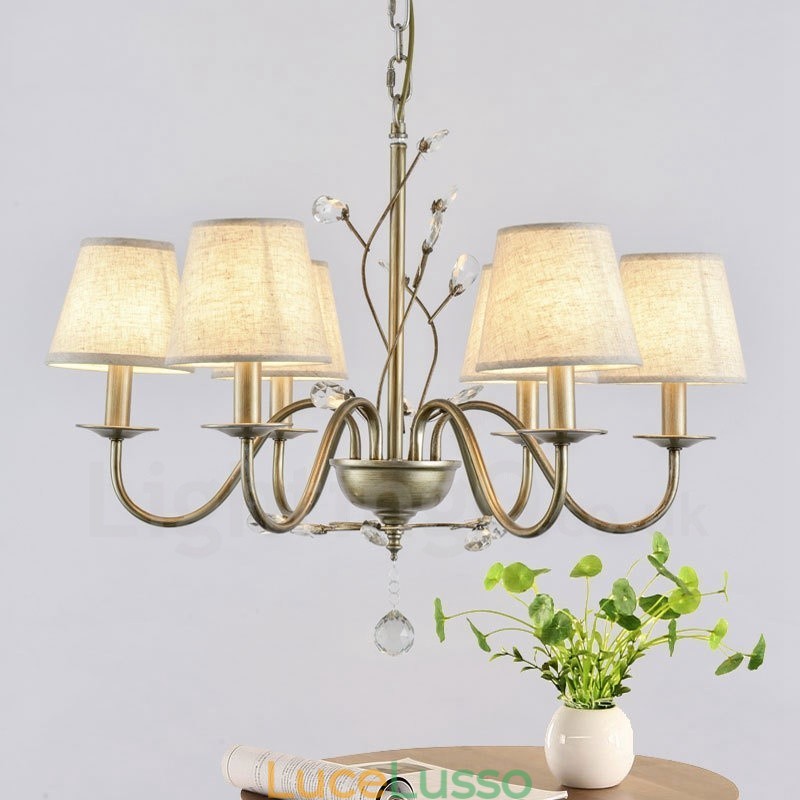 Lampadario in metallo integrato Rustic Lodge a 6 luci