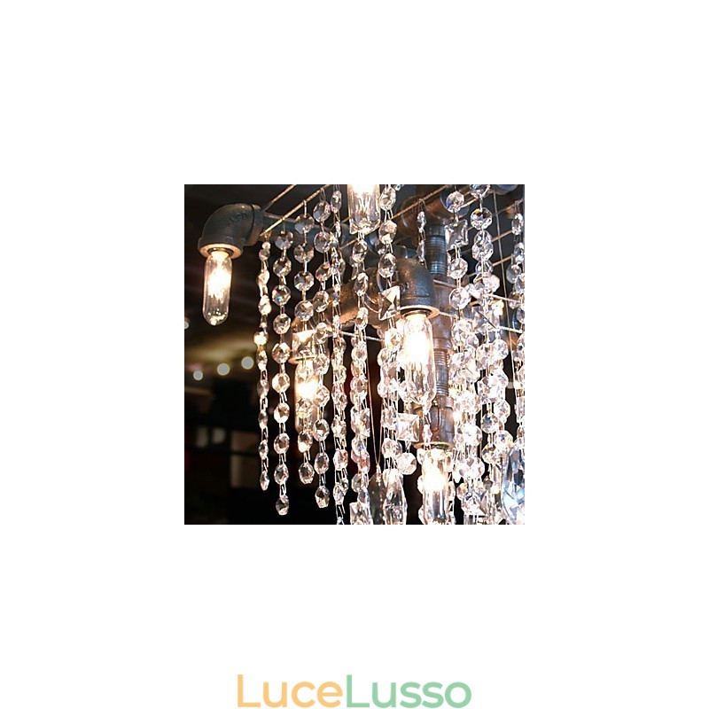 Lampadario in cristallo a 9 luci in stile nordamericano con design a tubi