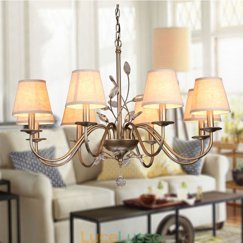 Lampadario in metallo integrato Rustic Lodge a 8 luci