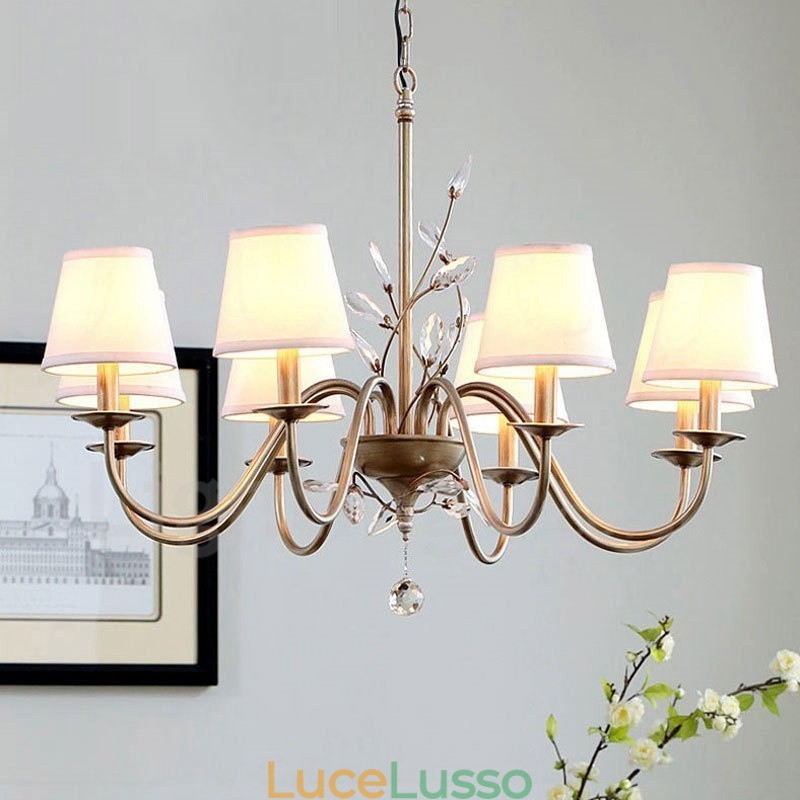 Lampadario in metallo integrato Rustic Lodge a 8 luci