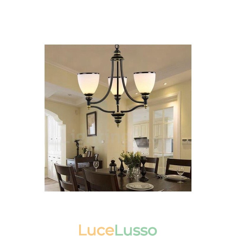 Lampadario in metallo integrato Rustic Lodge a 3 luci