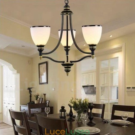 Lampadario in metallo integrato Rustic Lodge a 3 luci Lampadario in metallo integrato Rustic Lodge a 3 luci