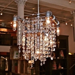 Lampadario in cristallo a 9 luci in stile nordamericano con design a tubi