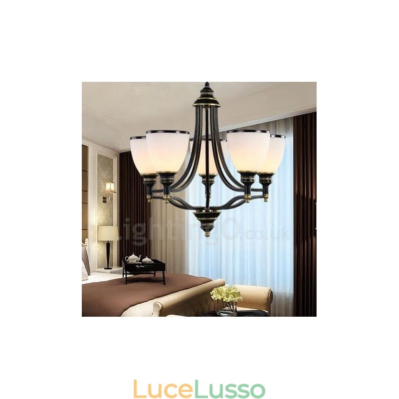 Lampadario in metallo integrato Rustic Lodge a 5 luci