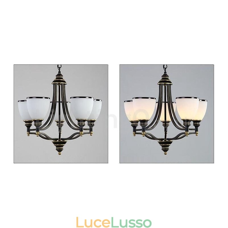 Lampadario in metallo integrato Rustic Lodge a 5 luci