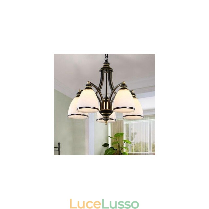 Lampadario in metallo integrato Rustic Lodge a 5 luci
