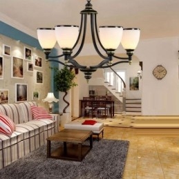 Lampadario in metallo integrato Rustic Lodge a 6 luci