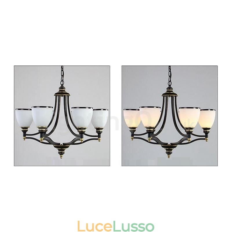 Lampadario in metallo integrato Rustic Lodge a 6 luci