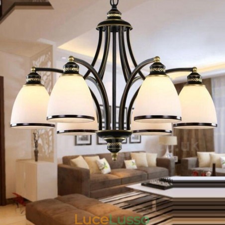 Lampadario in metallo integrato Rustic Lodge a 6 luci Lampadario in metallo integrato Rustic Lodge a 6 luci
