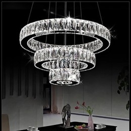 Lampada a sospensione in cristallo Illuminazione moderna Tre anelli D204060 K9 Grandi lampade da soffitto in cristallo