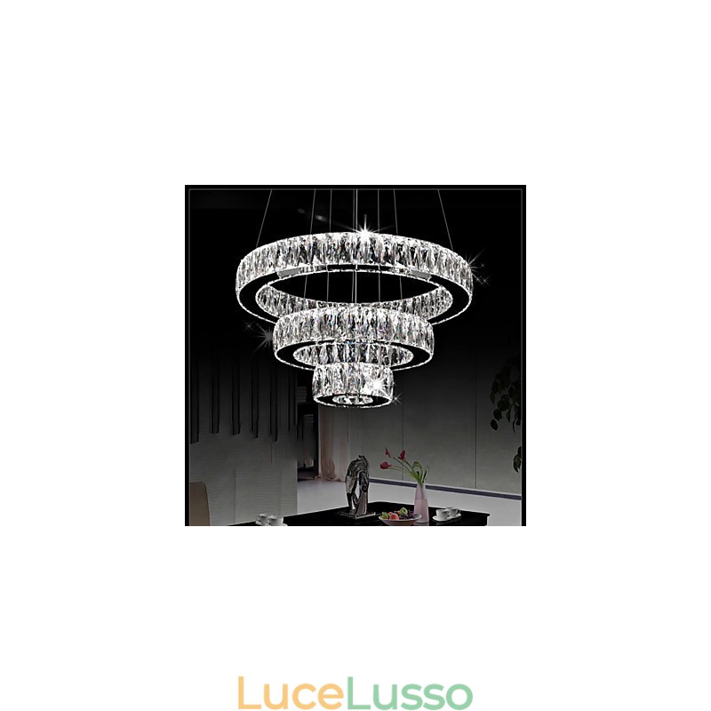 Lampada a sospensione in cristallo Illuminazione moderna Tre anelli D204060 K9 Grandi lampade da soffitto in cristallo