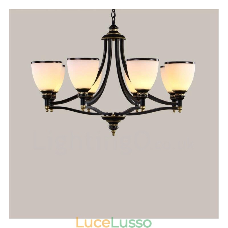 Lampadario in metallo integrato Rustic Lodge a 8 luci
