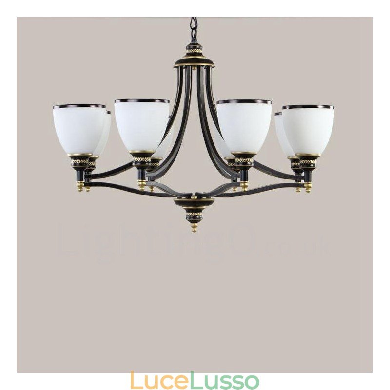 Lampadario in metallo integrato Rustic Lodge a 8 luci