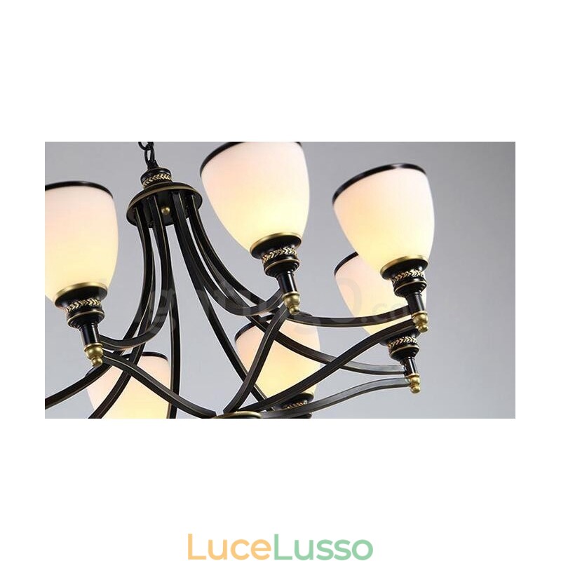 Lampadario in metallo integrato Rustic Lodge a 8 luci
