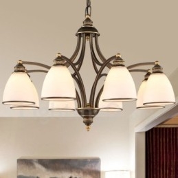 Lampadario in metallo integrato Rustic Lodge a 8 luci