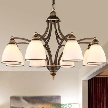 Lampadario in metallo integrato Rustic Lodge a 8 luci Lampadario in metallo integrato Rustic Lodge a 8 luci