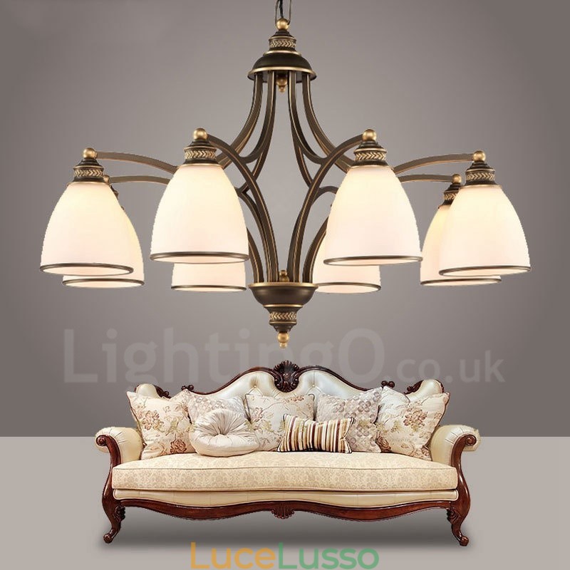 Lampadario in metallo integrato Rustic Lodge a 8 luci