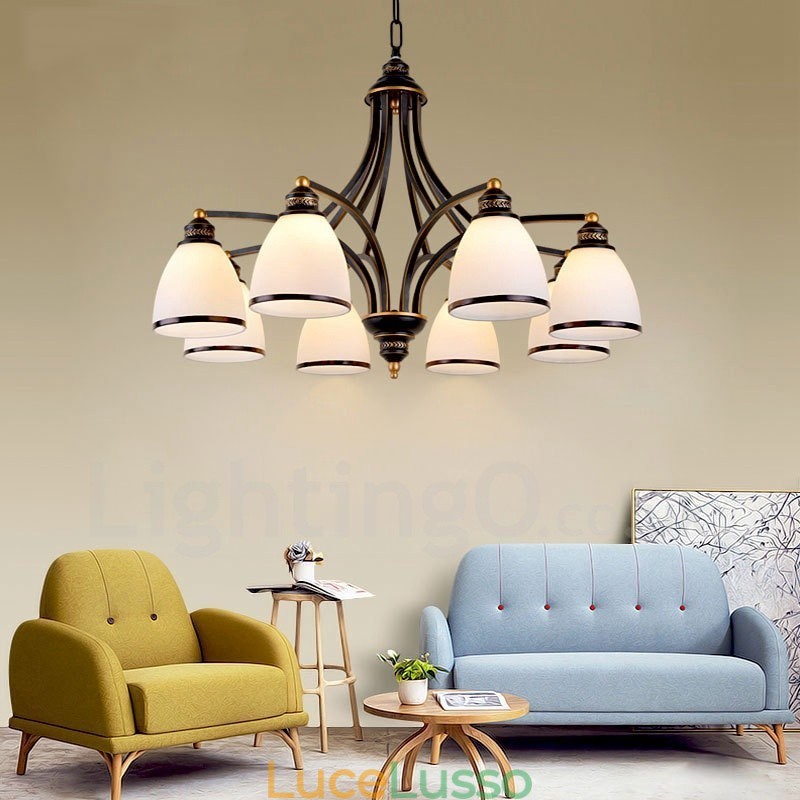 Lampadario in metallo integrato Rustic Lodge a 8 luci