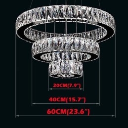 Lampada a sospensione in cristallo Illuminazione moderna Tre anelli D204060 K9 Grandi lampade da soffitto in cristallo