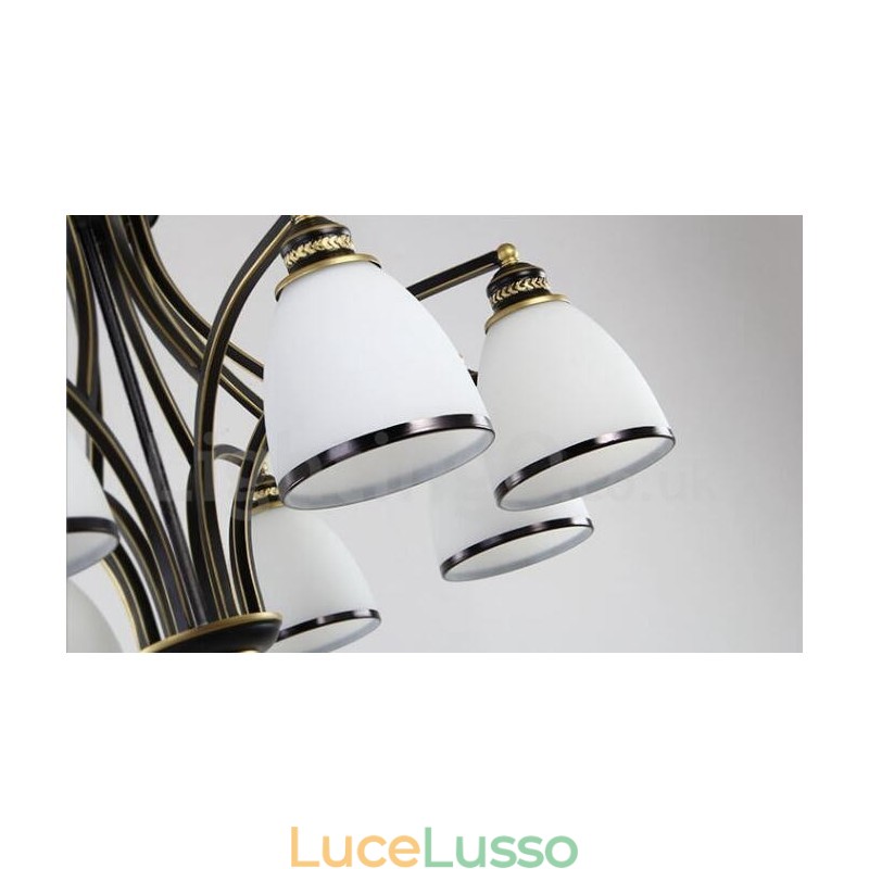 Lampadario in metallo integrato Rustic Lodge a 8 luci