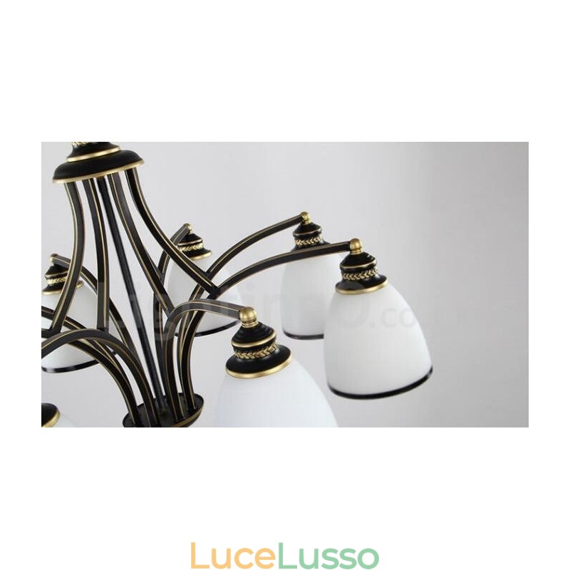 Lampadario in metallo integrato Rustic Lodge a 8 luci