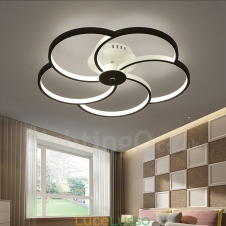 Lampadario moderno contemporaneo in metallo integrato a 5 luci Lampadario moderno contemporaneo in metallo integrato a 5 luci
